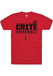 Cj Crite Cincinnati Bearcats Red Football NIL Stacked Box Short Sleeve Player T Shirt