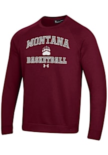 Under Armour Montana Grizzlies Mens Maroon Basketball Rival Long Sleeve Crew Sweatshirt