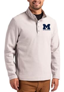 Mens Michigan Wolverines Ash Cutter and Buck Letterwinners M Club Hunts Point Qtr Zip Pullover