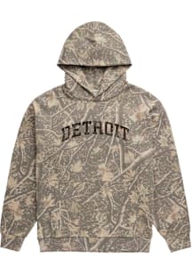 Uscape Detroit Womens Green Distressed Camo Wordmark Hooded Sweatshirt