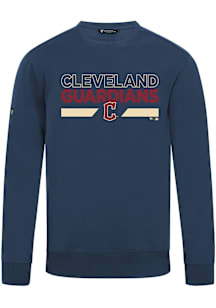 Levelwear Cleveland Guardians Mens Navy Blue Zane Not Hitter City Connect Long Sleeve Crew Sweatsh..