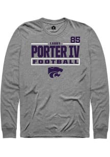Larry  Porter IV Mens Graphite K-State Wildcats NIL Stacked Box Long Sleeve Player T Shirt