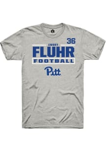 Emory Fluhr Rally Mens Ash Pitt Panthers NIL Stacked Box Player T Shirt