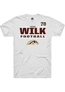 Jacob Wilk Western Michigan Broncos White Football NIL Stacked Box Short Sleeve Player T Shirt