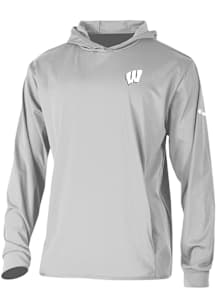Columbia Wisconsin Badgers Mens Grey Heat Seal Long Drive Long Sleeve Hoodie