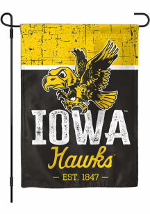 Black Iowa Hawkeyes Vintage Garden Flag