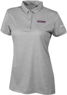 Columbia UConn Huskies Womens Grey Heat Seal Set II Short Sleeve Polo Shirt