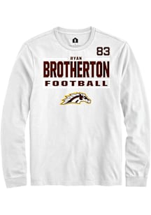 Ryan Brotherton Western Michigan Broncos White Football NIL Stacked Box Long Sleeve Player T Shirt