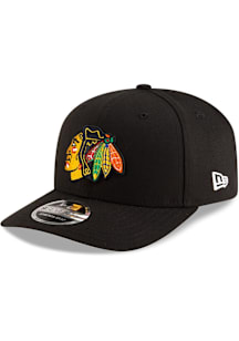 New Era Chicago Blackhawks Team Stretch 9SEVENTY Adjustable Hat - Black