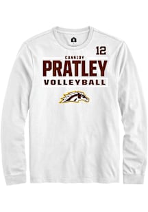 Cassidy Pratley Western Michigan Broncos White NIL Stacked Box Long Sleeve Player T Shirt