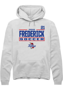 jordan frederick Rally Mens White Tulsa Golden Hurricane NIL Stacked Box Player Hood