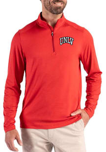Cutter and Buck UNLV Runnin Rebels Mens Red Coastline Long Sleeve Qtr Zip Pullover
