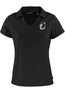 Cutter and Buck Minnesota United FC Womens Black Daybreak V Neck Short Sleeve Polo Shirt