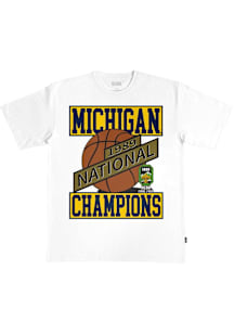 Michigan Wolverines White Basketball Deep Cuts Heavyweight Short Sleeve Fashion T Shirt