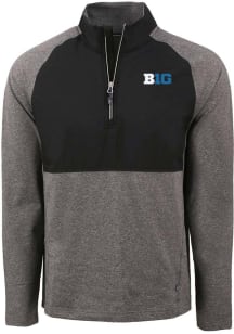 Mens Big Ten Black Cutter and Buck Adapt Eco Hybrid Qtr Zip Pullover