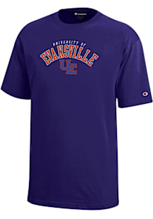 Champion Evansville Purple Aces Youth Purple Team Logo Short Sleeve T-Shirt