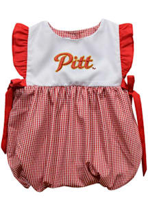 Vive La Fete Pitt State Gorillas Baby Girls Crimson Gingham Bubble Short Sleeve Dress