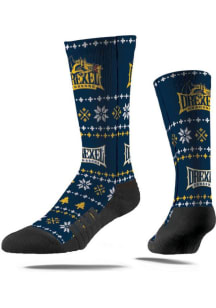 Drexel Dragons Strideline Holiday Mens Crew Socks - Navy Blue