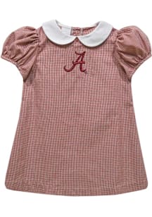 Vive La Fete Alabama Crimson Tide Toddler Girls Crimson Gingham Collar Short Sleeve Dress