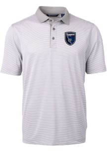 Cutter and Buck San Jose Earthquakes Grey Virtue Eco Pique Micro Stripe Big and Tall Polo