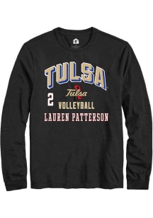 Lauren Patterson Mens Black Tulsa Golden Hurricane NIL Arch Logo Long Sleeve Player T Shirt