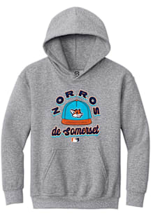 Summit Sportswear Somerset Patriots Youth Grey Circle Cap Copa Long Sleeve Hoodie