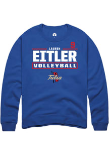 Lauren Eitler Rally Mens Blue Tulsa Golden Hurricane NIL Stacked Box Player Crew