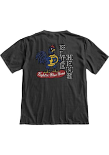 Blue 84 Delaware Fightin' Blue Hens Charcoal Front Back Overdyed Short Sleeve T Shirt