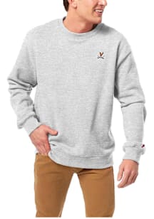 Virginia Cavaliers Mens Grey Small Logo Embroidery Long Sleeve Crew Sweatshirt