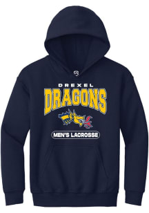 Youth Drexel Dragons Navy Blue Summit Sportswear Lacrosse Long Sleeve Hooded Sweatshirt