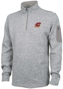Central Michigan Chippewas Mens Grey Heathered Fleece Long Sleeve 1/4 Zip Pullover