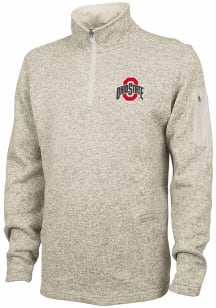 Ohio State Buckeyes Mens Oatmeal Heathered Fleece Long Sleeve 1/4 Zip Pullover