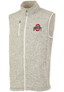 Ohio State Buckeyes Mens Oatmeal Pacific Heathered Fleece Sleeveless Jacket