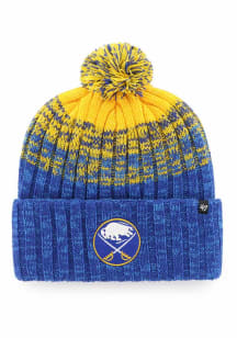 47 Buffalo Sabres Blue Cascade Cuff Pom Mens Knit Hat