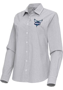 Antigua Charlotte Hornets Womens Porter Long Sleeve Ash Dress Shirt