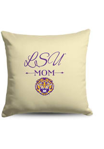 LSU Tigers Mom 18x18 Throw Pillow - White