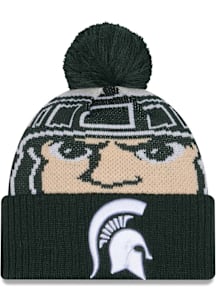 New Era Michigan State Spartans Green DL Mascot Pom Cuff Youth Knit Hat