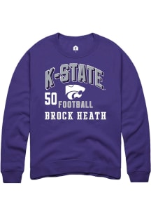 Brock Heath Rally Mens Purple K-State Wildcats NIL Arch Logo Player Crew