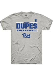Emery Dupes Rally Mens Ash Pitt Panthers NIL Stacked Box Player T Shirt