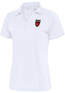 Antigua Phoenix Rising FC Womens White Tribute Short Sleeve Polo Shirt