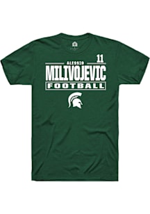 Alessio Milivojevic  Michigan State Spartans Green Rally NIL Stacked Box Short Sleeve T Shirt
