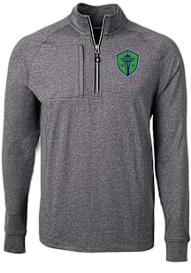 Cutter and Buck Seattle Sounders FC Mens Black Adapt Eco Long Sleeve Qtr Zip Pullover