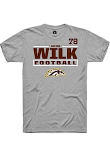 Jacob Wilk Western Michigan Broncos Grey Football NIL Stacked Box Short Sleeve Player T Shirt