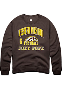 Joey Pope Western Michigan Broncos Mens Brown Football NIL Arch Logo Player Crew