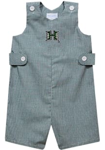 Vive La Fete Hawaii Warriors Baby Green Gingham Overalls