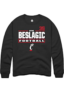 Dino Beslagic Cincinnati Bearcats Mens Black Football NIL Stacked Box Player Crew