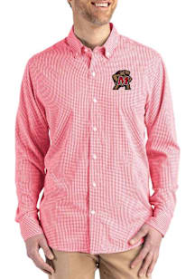 Mens Maryland Terrapins Red Cutter and Buck Skyline Long Sleeve Dress Shirt