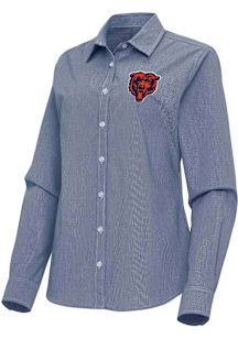 Antigua Chicago Bears Womens Alternate Porter Long Sleeve Navy Blue Dress Shirt
