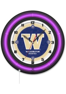 Black Washington Huskies 19in Neon Wall Clock