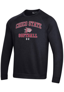 Under Armour CSU Chico Wildcats Mens Black Softball Rival Long Sleeve Crew Sweatshirt